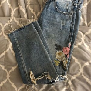 Clad and cloth embroidered jeans
